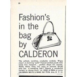 Fashion Bag Calderon Ave Women Fashion NYC 1950s Vintage Print Ad 9 in